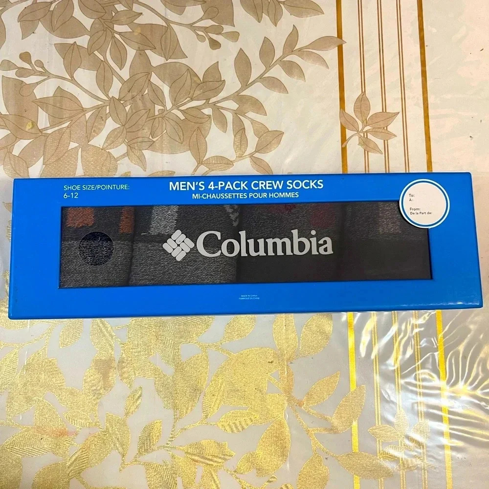 Columbia Men's 4 Pack Crew Socks fits shoe Size 6-12 NWT Gift Set
